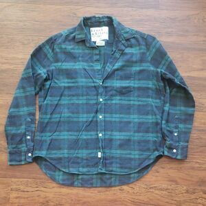 Frank & Eileen Women's Green Blue Plaid Flannel Eileen Shirt Size XSmall Retro